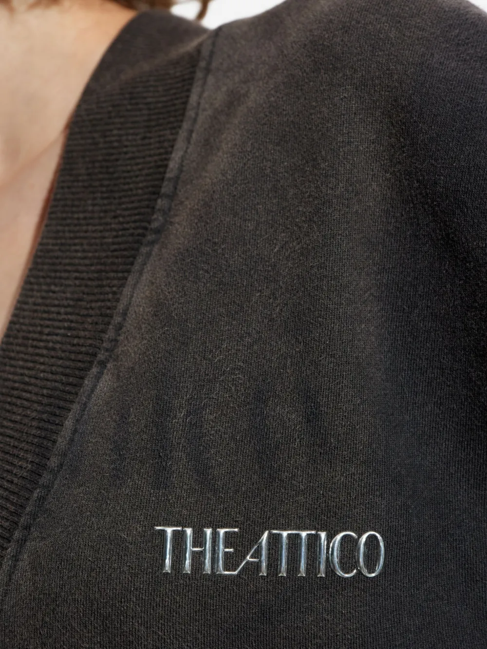 The Attico V-neck balloon-sleeve midi dress Grijs