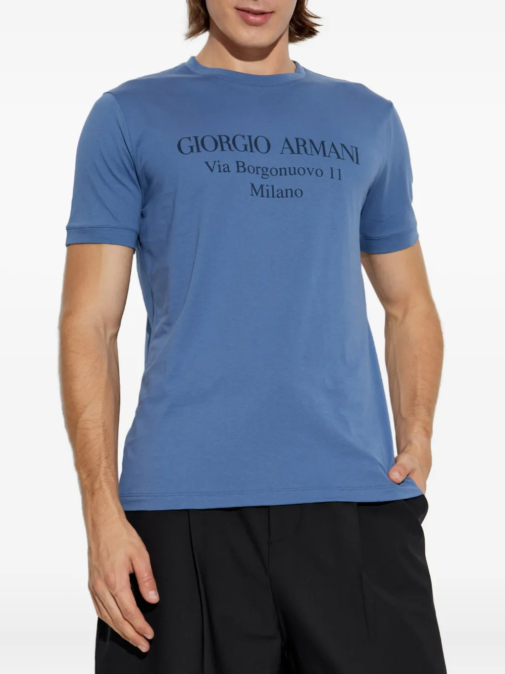 Giorgio Armani Katoenen T-shirt met logoprint Blauw