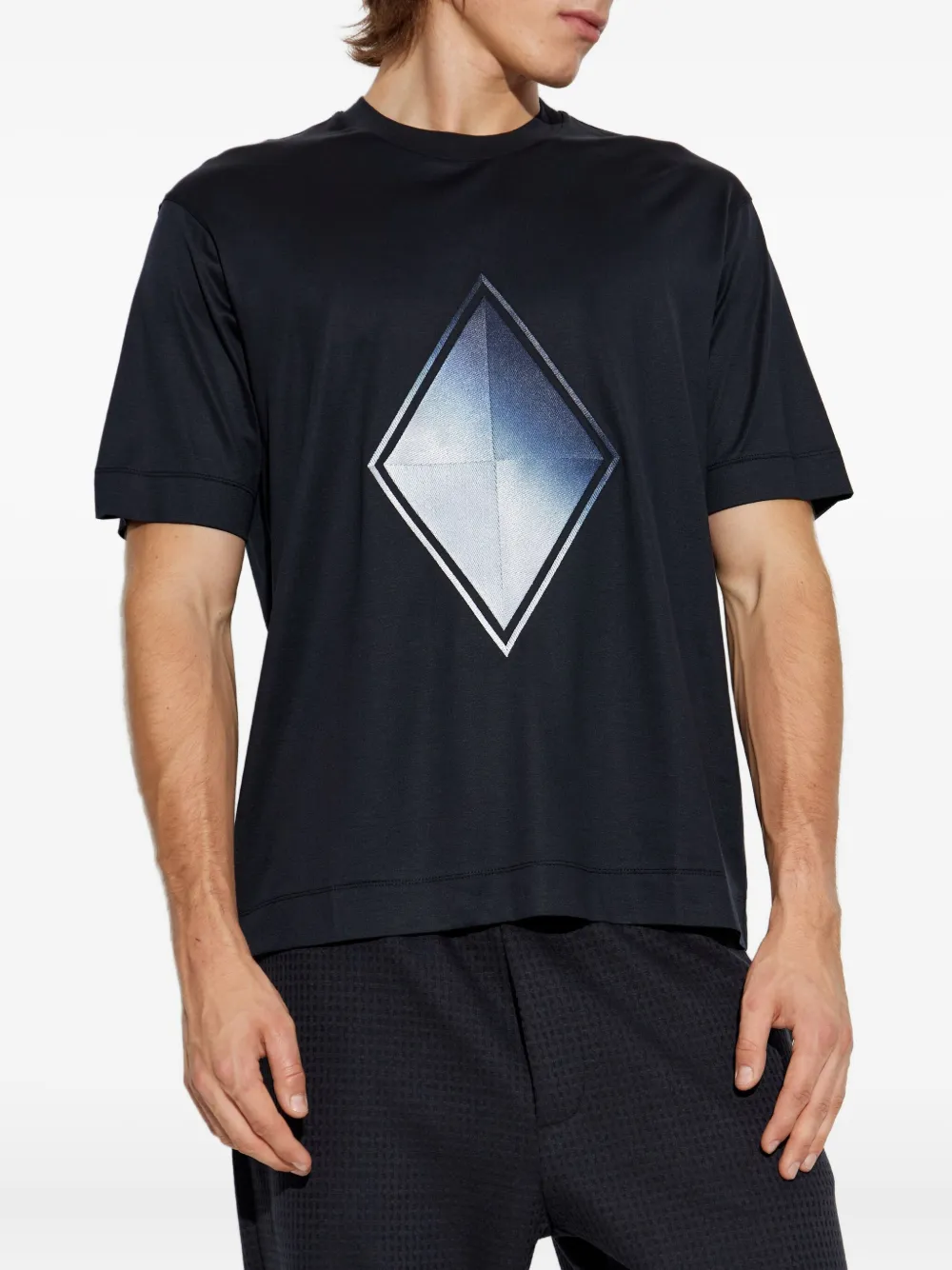 Emporio Armani T-shirt met diamantprint Blauw