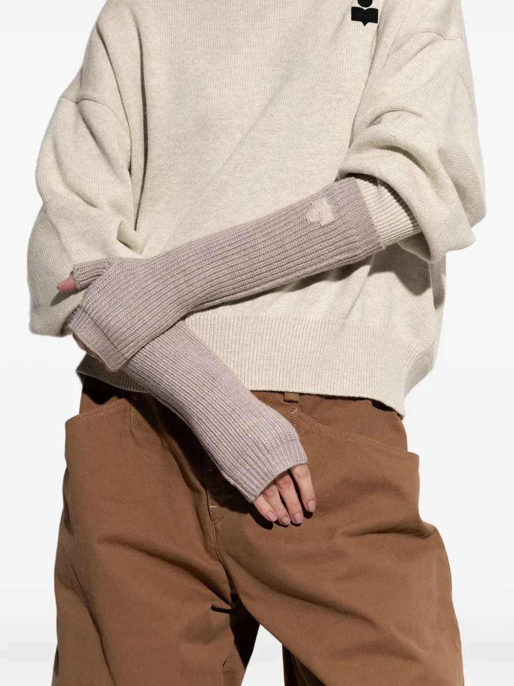 ISABEL MARANT ribbed fingerless gloves - Beige