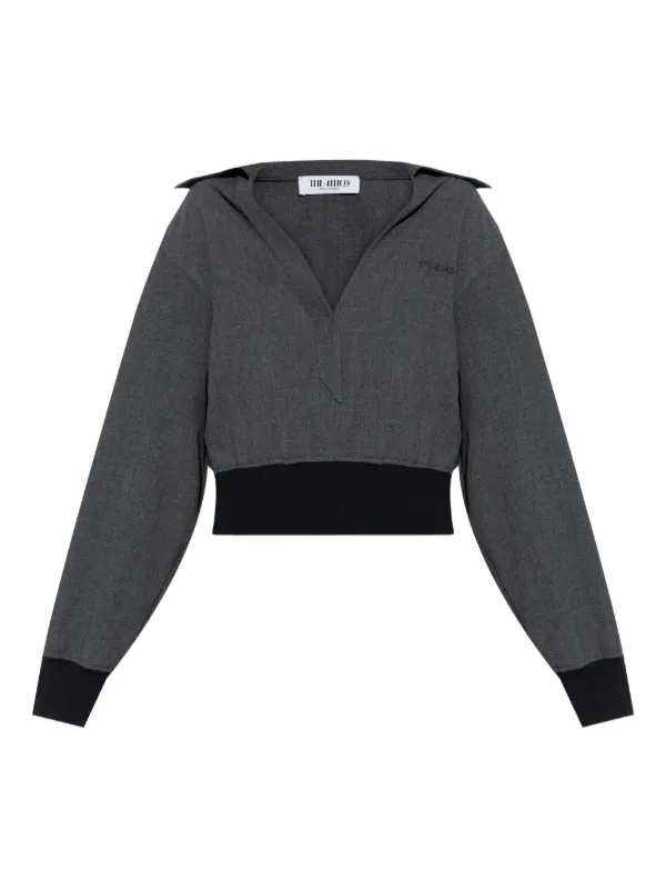 The Attico Banded-cuff Collared Top in Grey