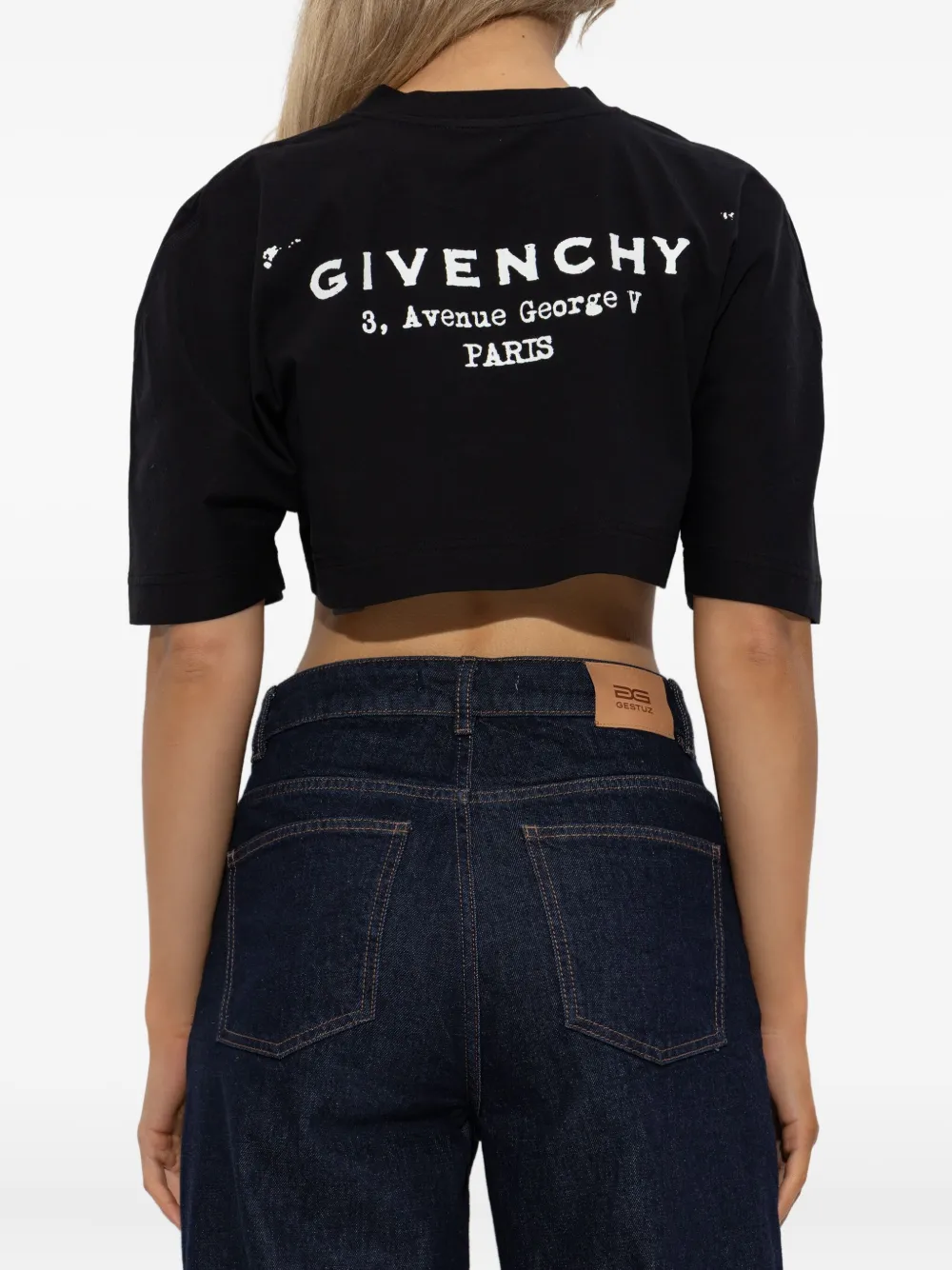 Givenchy Cropped Fit T-shirt In Cotton With Stamp Print Clothing In Black