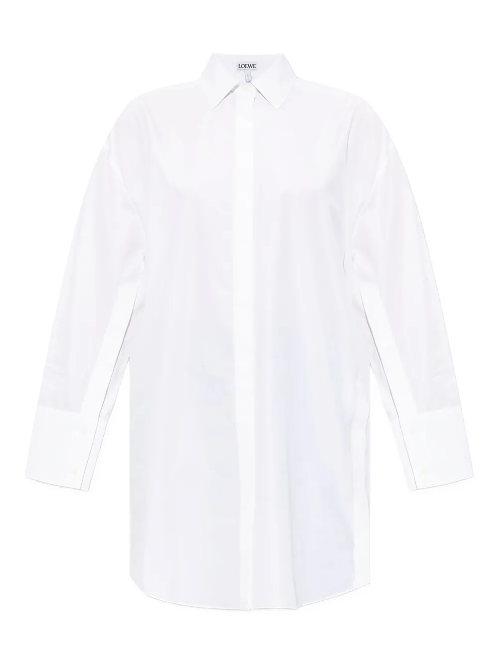 LOEWE logo-embroidered cotton midi shirt dress | White | Image 1