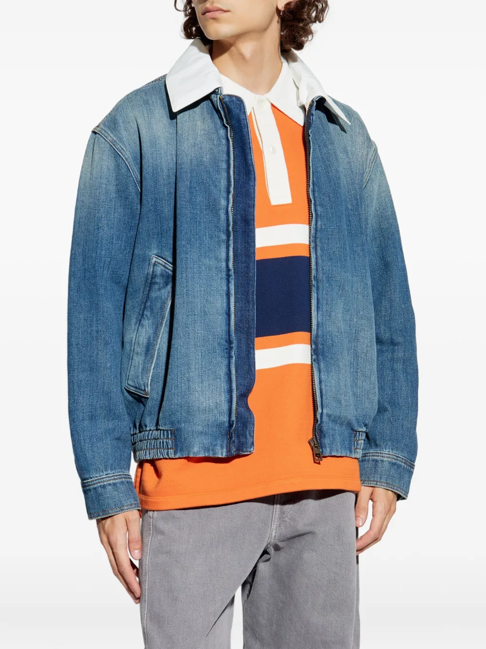 LOEWE Denim jack met contrasterende kraag Blauw