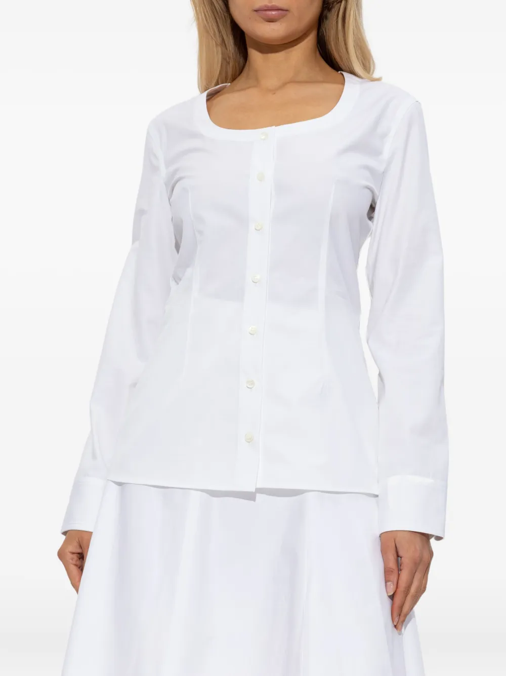 Jacquemus Button-front Long-sleeve Blouse In White