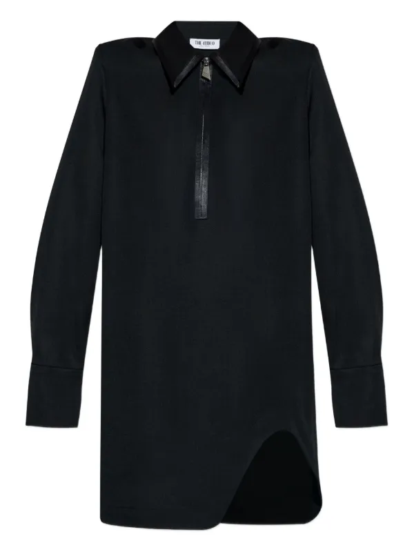 The Attico Zip-front Mini Shirt Dress in Black