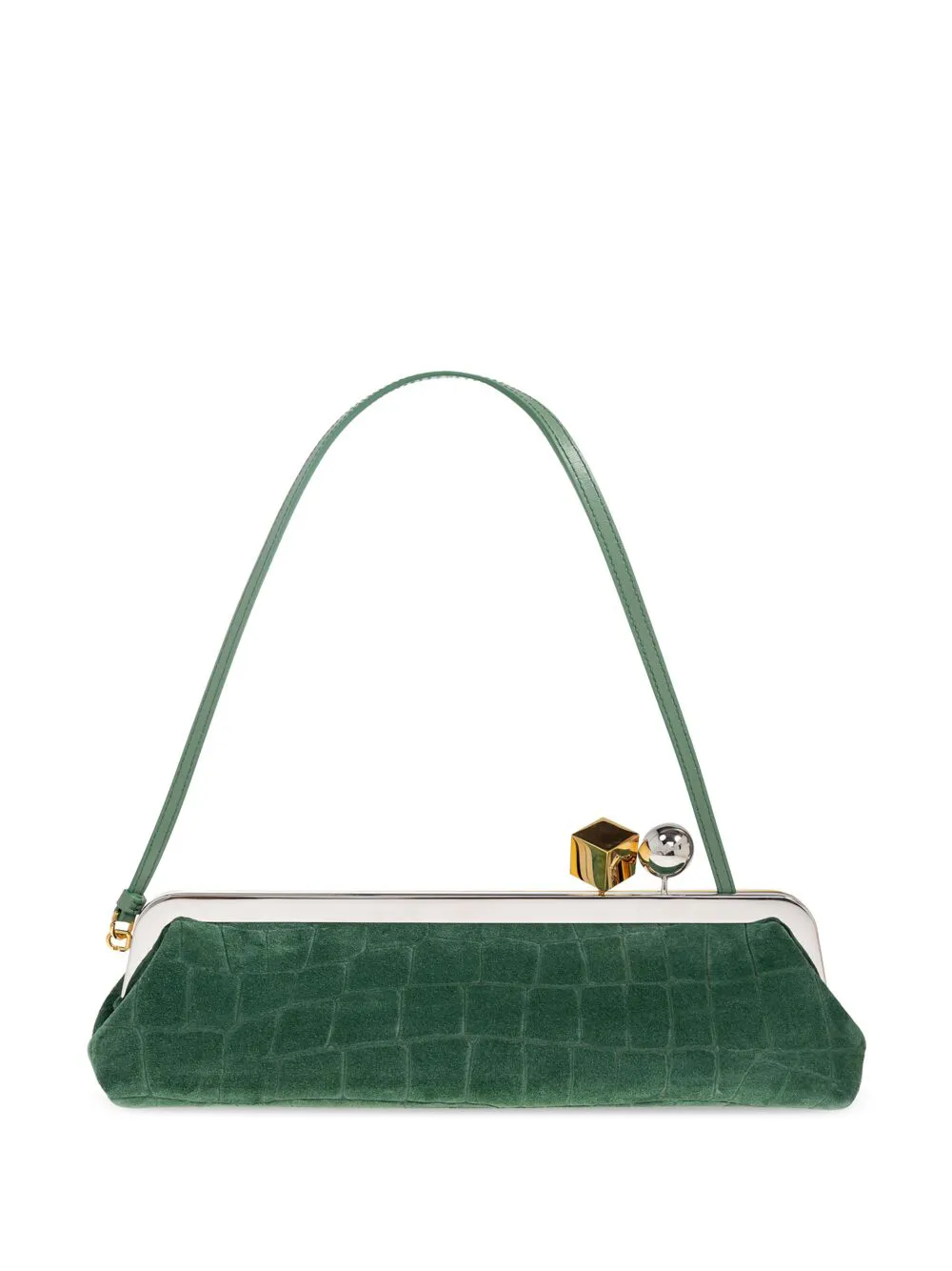 Jacquemus Crocodile-effect Clasp Tote Bag In Green