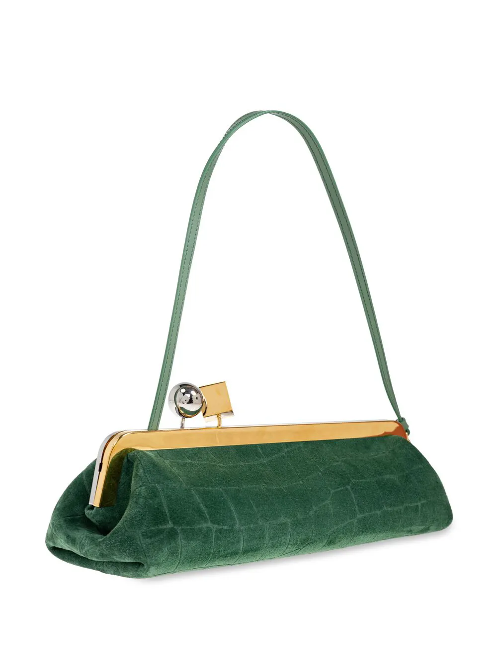 Jacquemus Crocodile-effect Clasp Tote Bag In Green