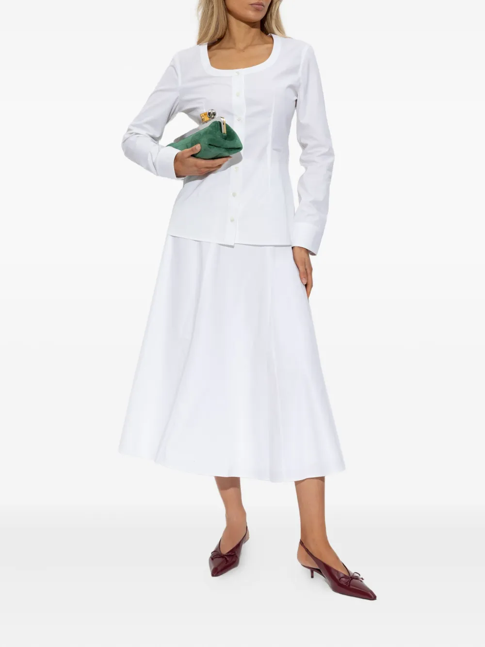 Jacquemus Panelled Flared Midi Skirt In White