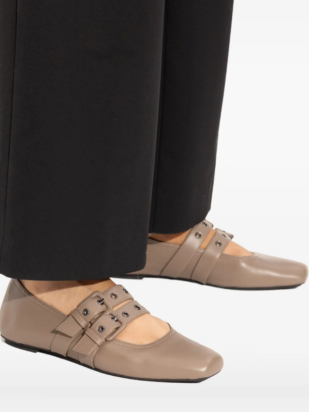 Emporio Armani double-buckle ballet flats Brown