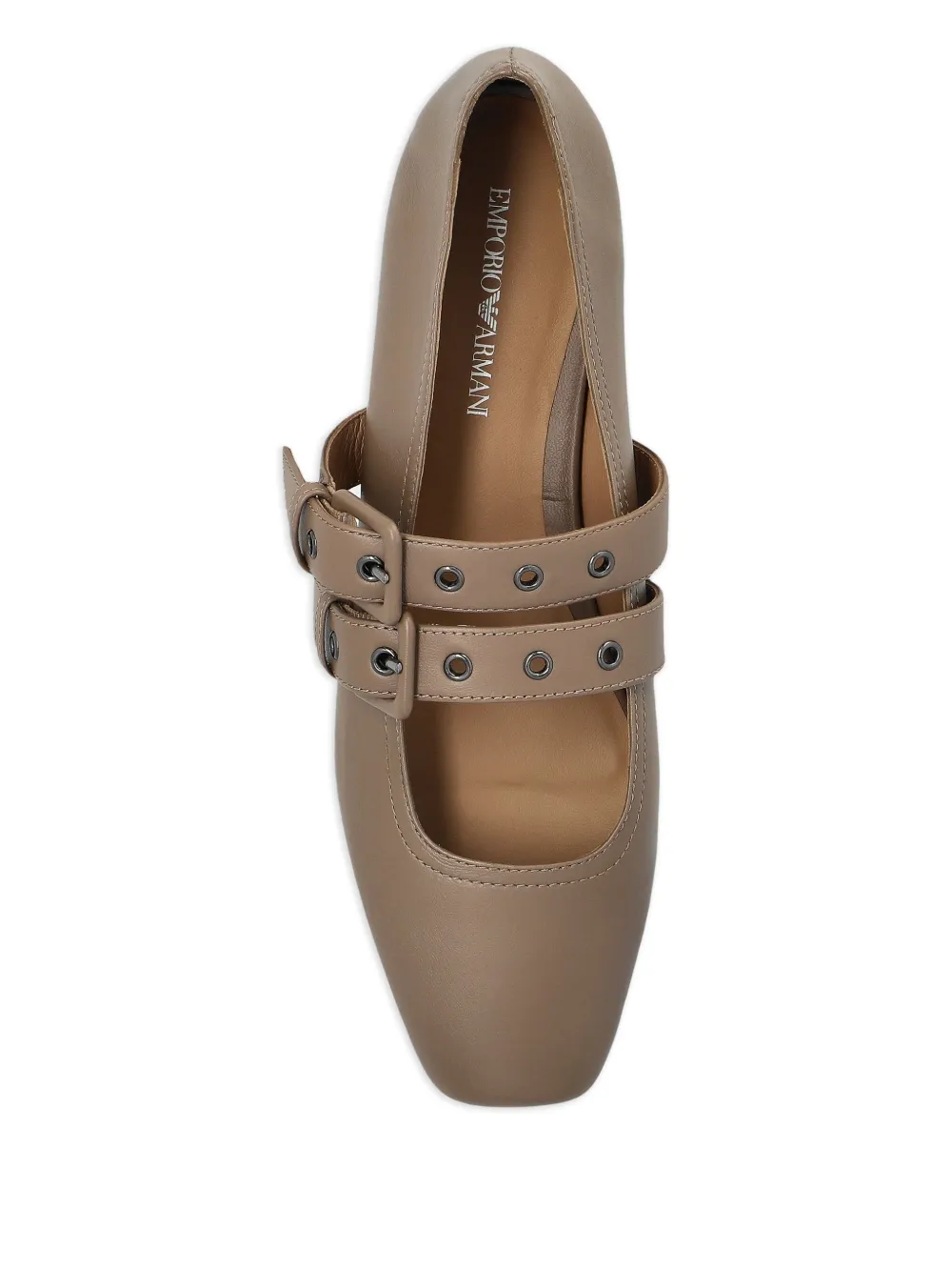 Emporio Armani double-buckle ballet flats Brown