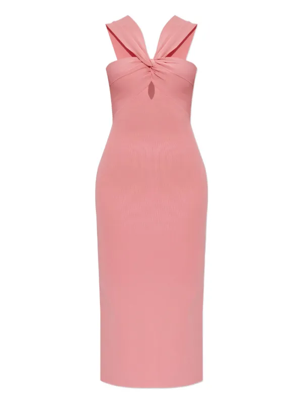 Cult Gaia Dawnette twist-neck Midi Dress Pink FARFETCH TR