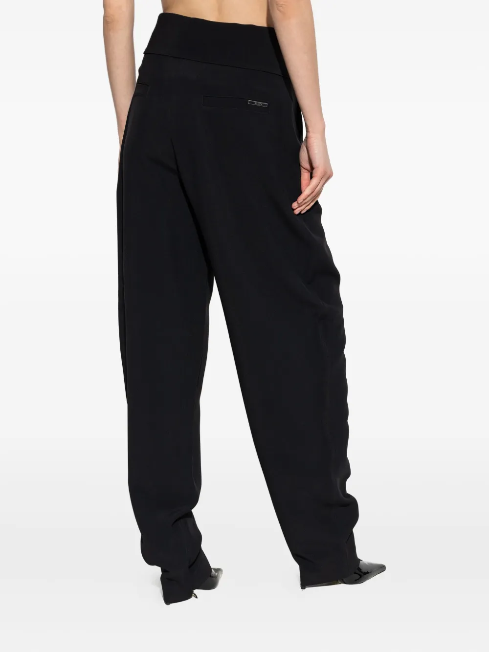The Attico Broek met wikkeleffect en ceintuur Zwart