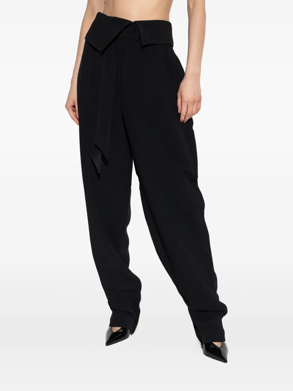 The Attico Broek met wikkeleffect en ceintuur Zwart