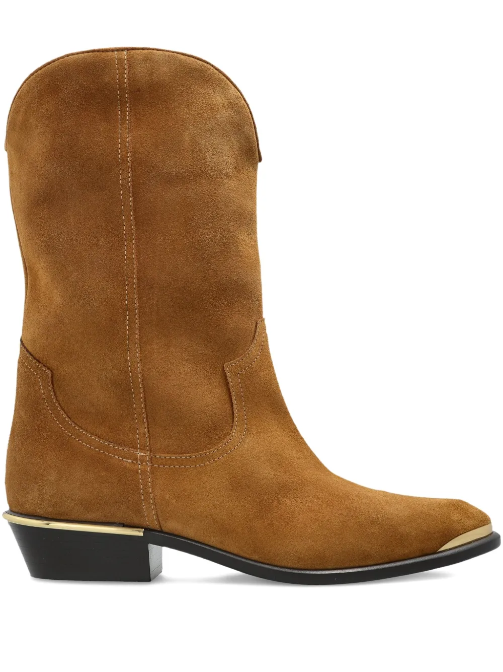 ISABEL MARANT metallic-toe slip-on cowboy boots Brown