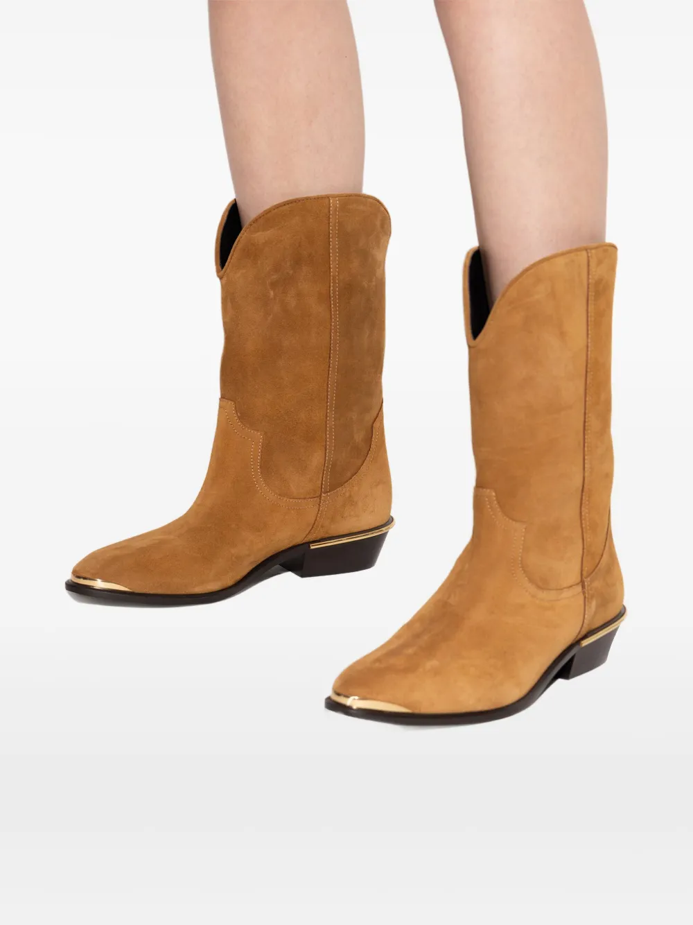 Isabel Marant Metallic-toe Slip-on Cowboy Boots In Brown