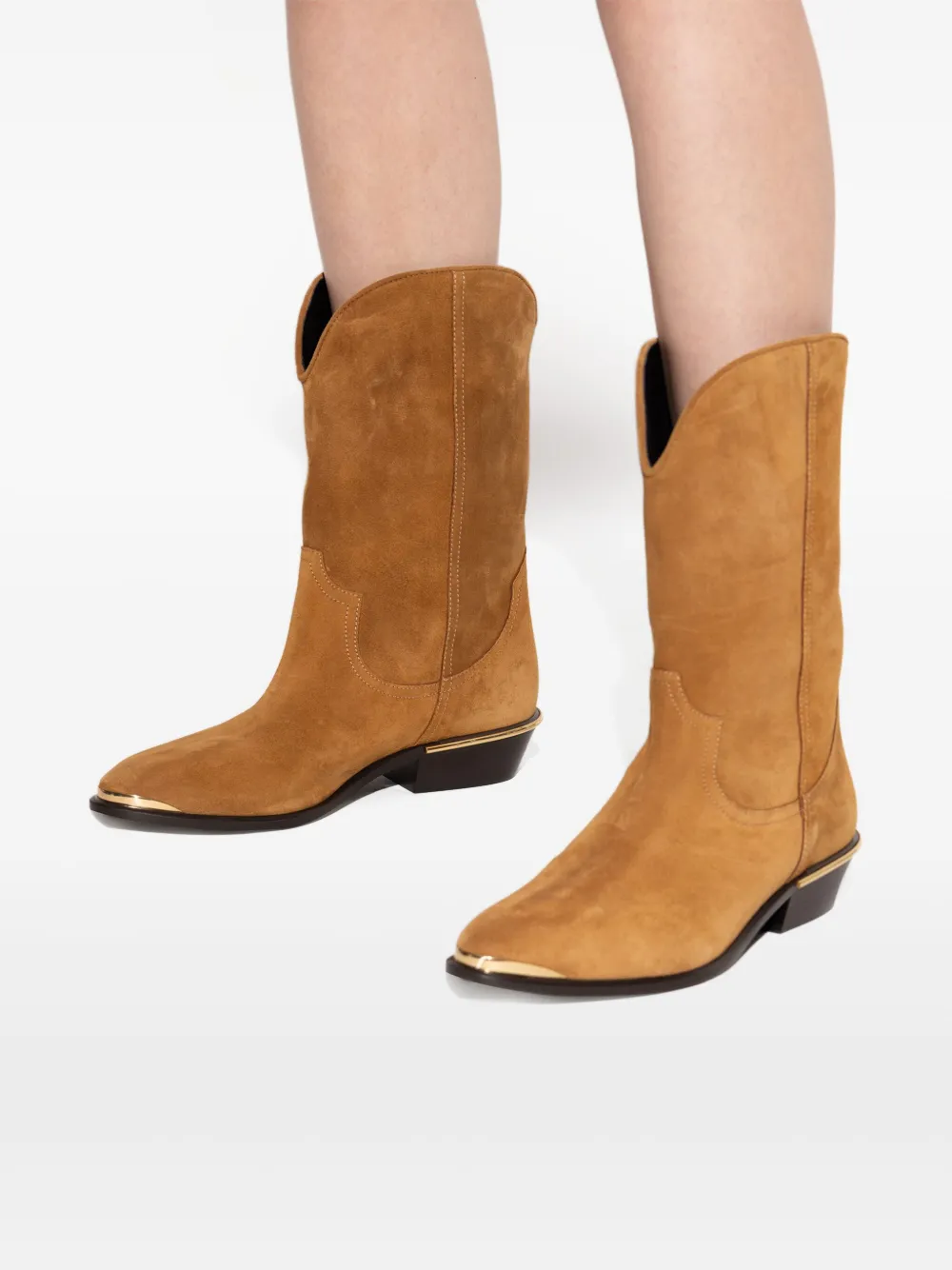 ISABEL MARANT metallic-toe slip-on cowboy boots Brown