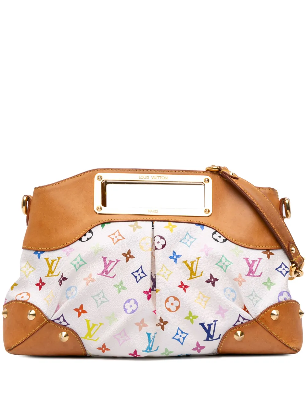 Pre-owned Louis Vuitton 2009 Monogram Multicolore Judy Mm Satchel In White