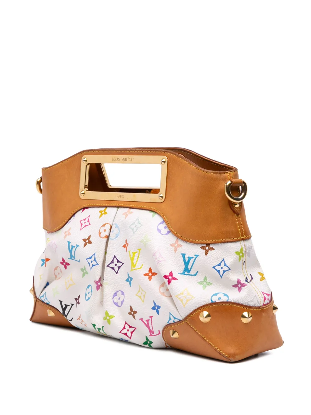 Pre-owned Louis Vuitton 2009 Monogram Multicolore Judy Mm Satchel In White
