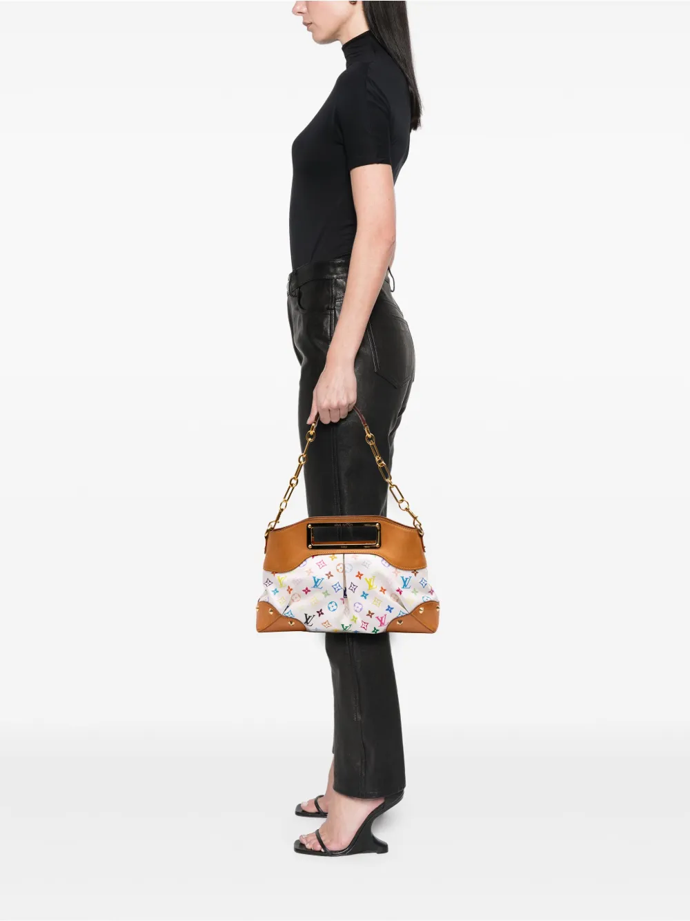 Pre-owned Louis Vuitton 2009 Monogram Multicolore Judy Mm Satchel In White