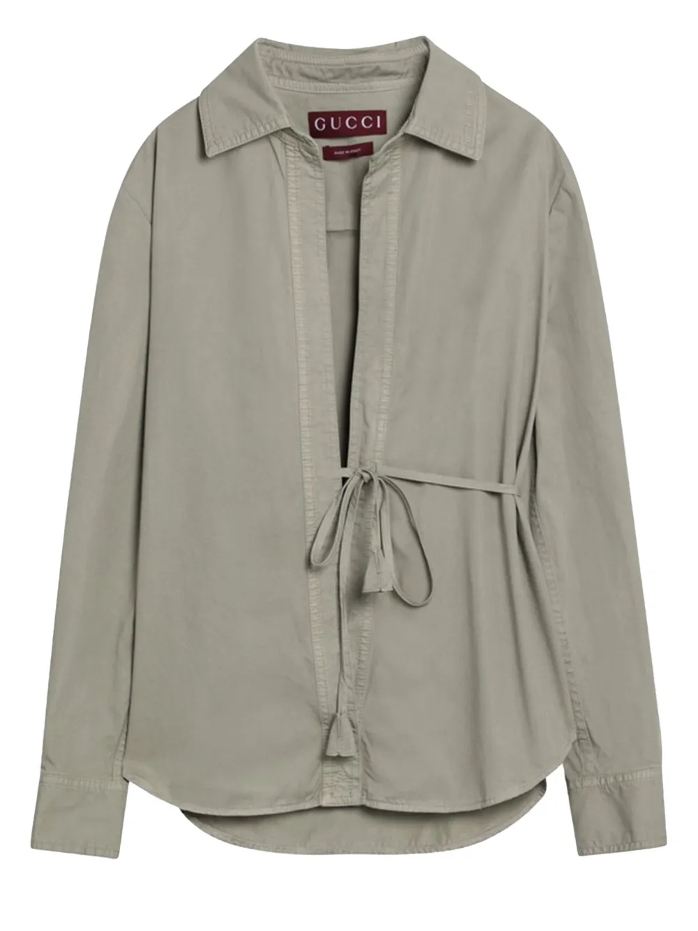 Gucci Dusty Green Shirt With Waist Ribbon Women In Gray