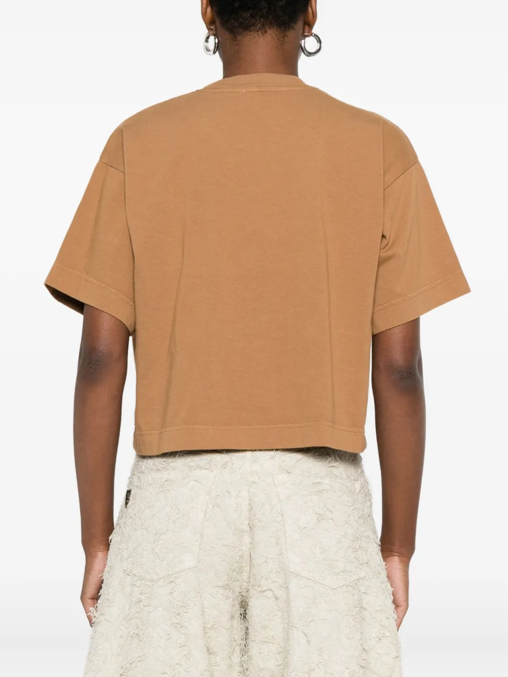 Autry Tonal Logo Cropped T-shirt In Brown