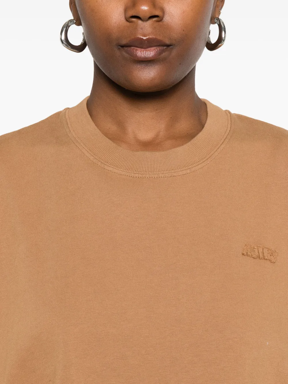 Autry Tonal Logo Cropped T-shirt In Brown
