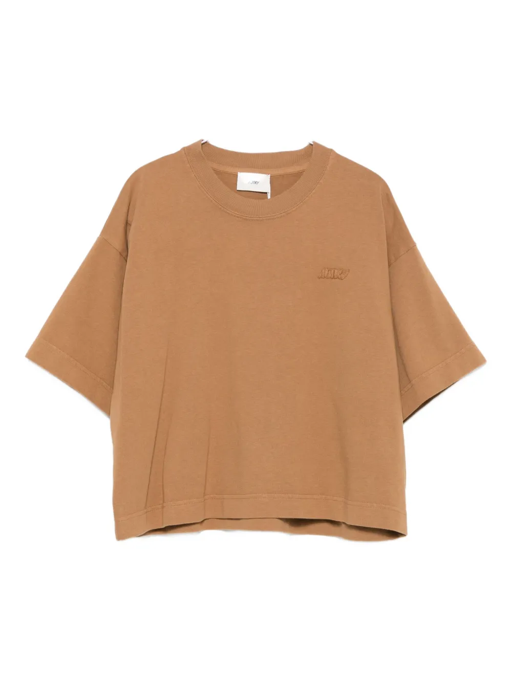 Autry Tonal Logo Cropped T-shirt In Brown