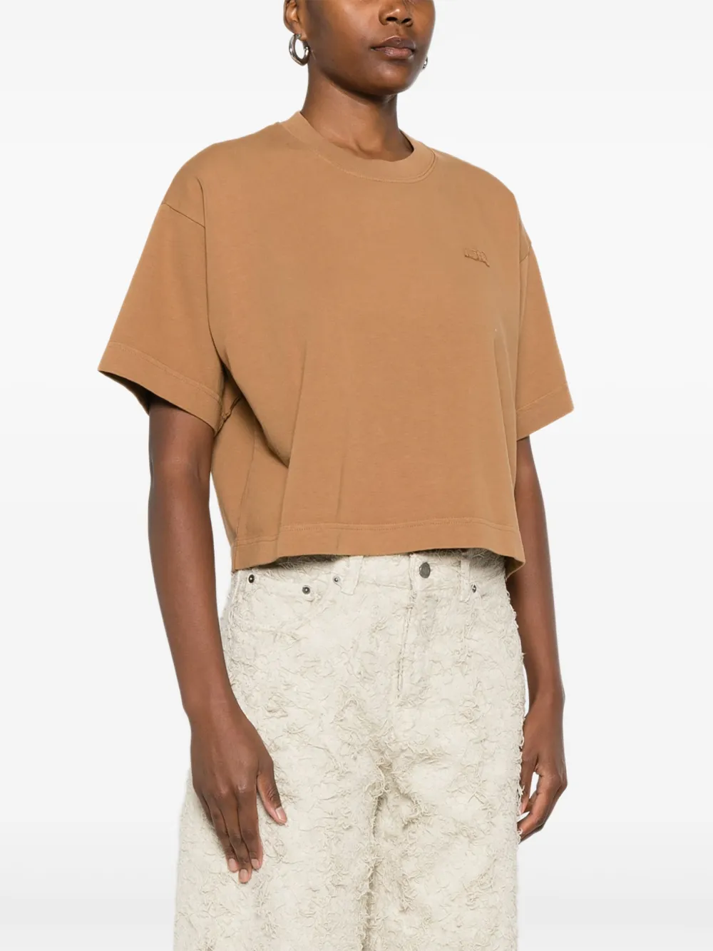 Autry Cropped T-shirt met logo Bruin