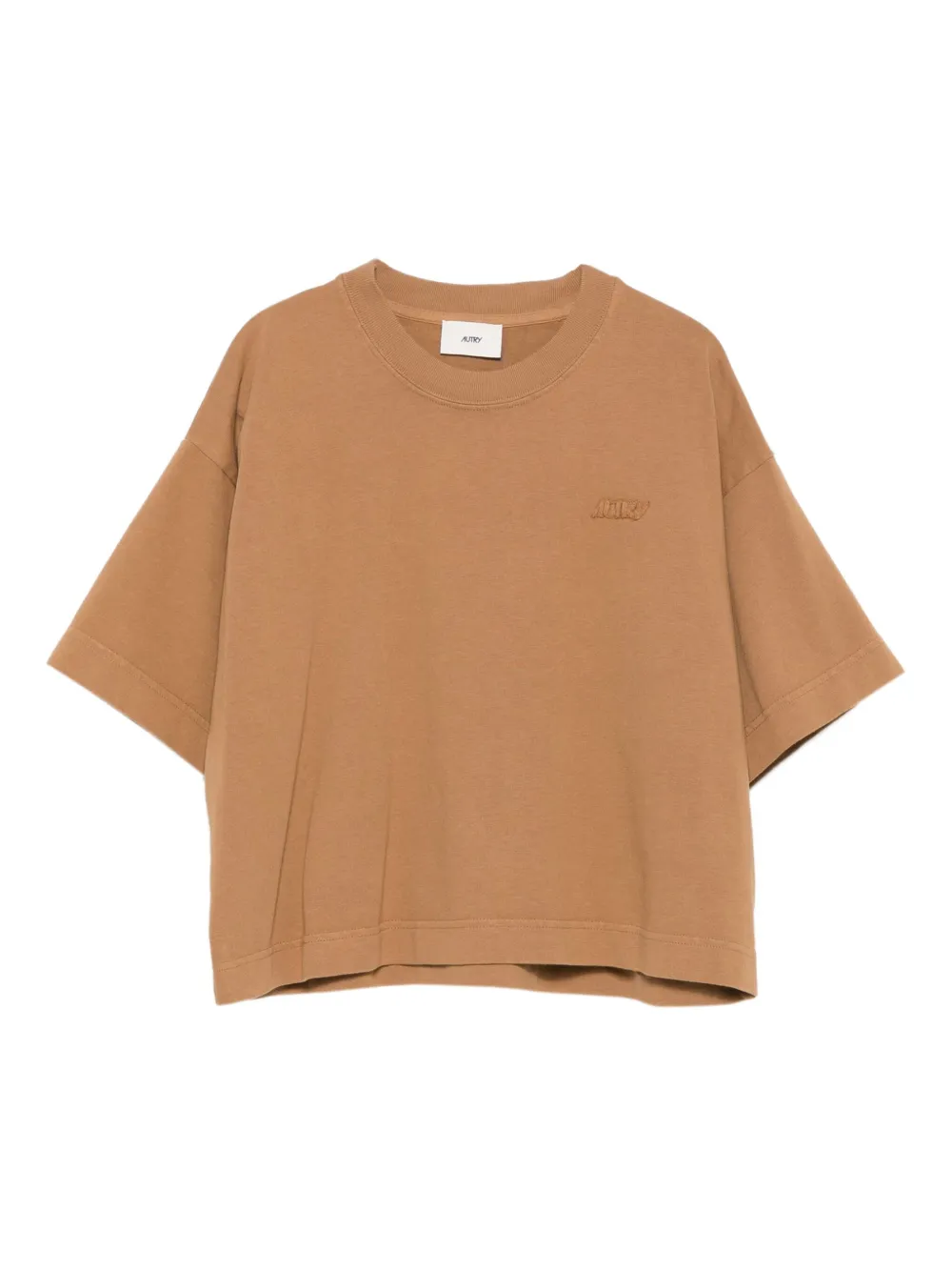 Autry Tonal Logo cropped T-shirt | Brown | Image 1
