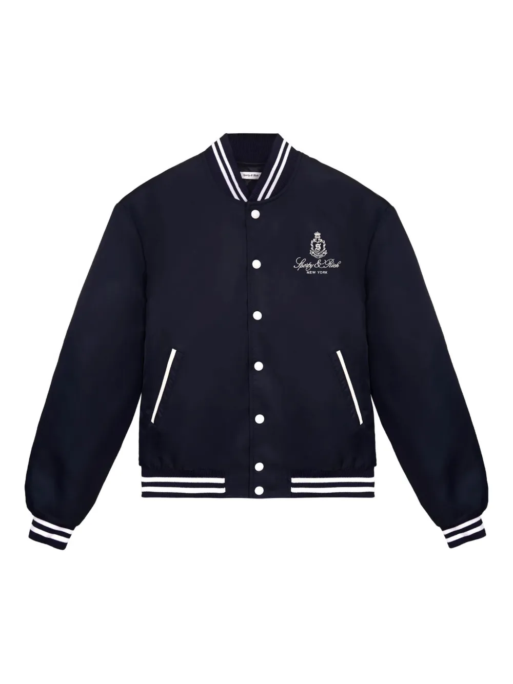 embroidered satin varsity jacket