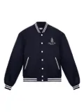 Sporty & Rich embroidered satin varsity jacket - Blue