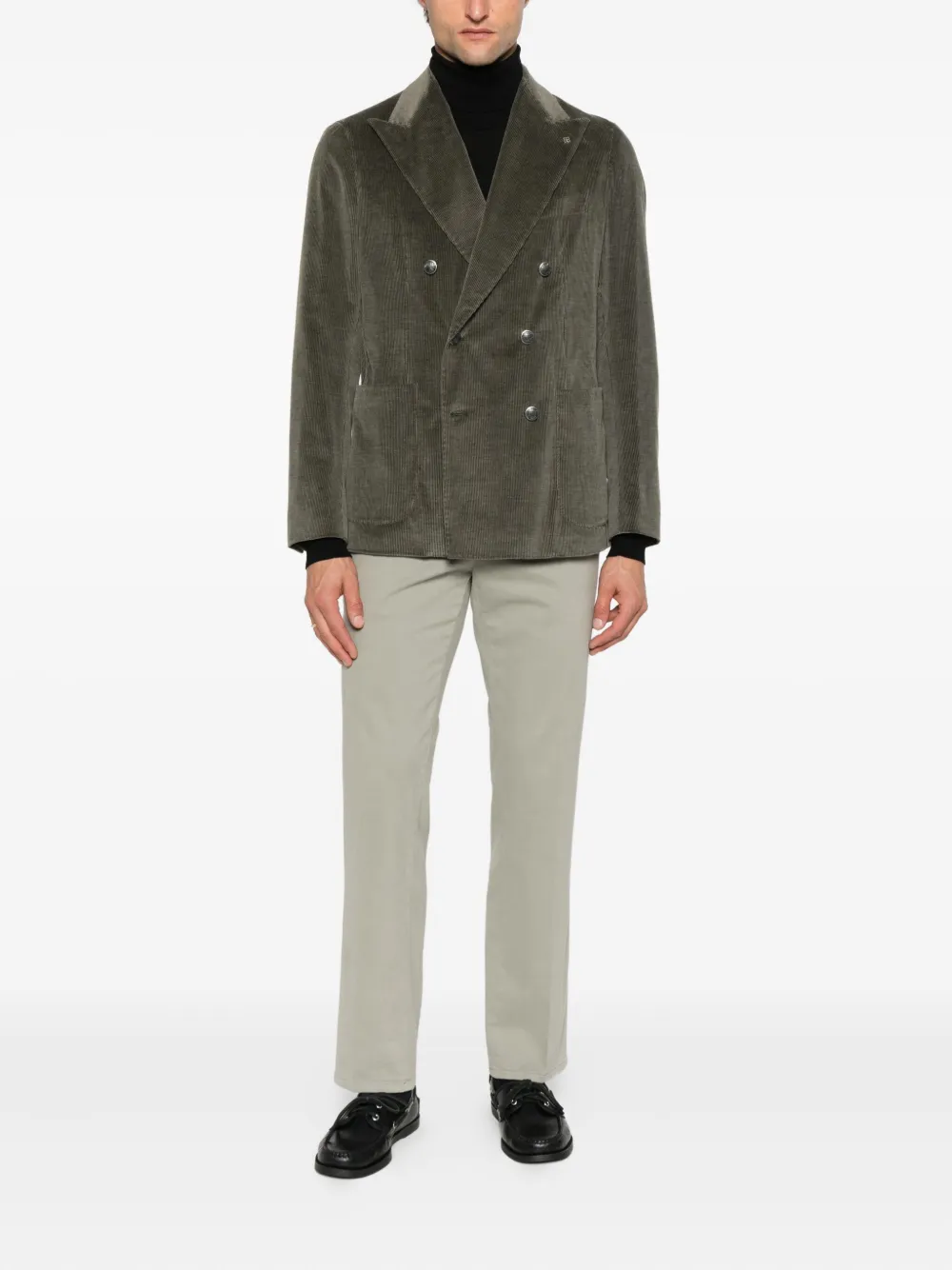 Tagliatore double-breasted corduroy blazer Groen
