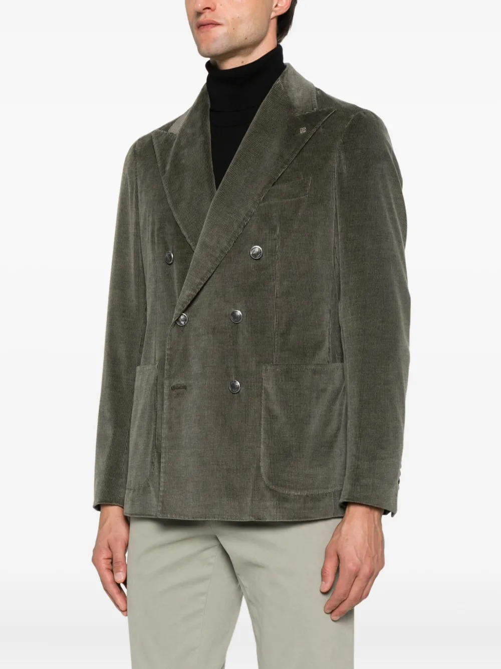 Tagliatore double-breasted corduroy blazer Groen