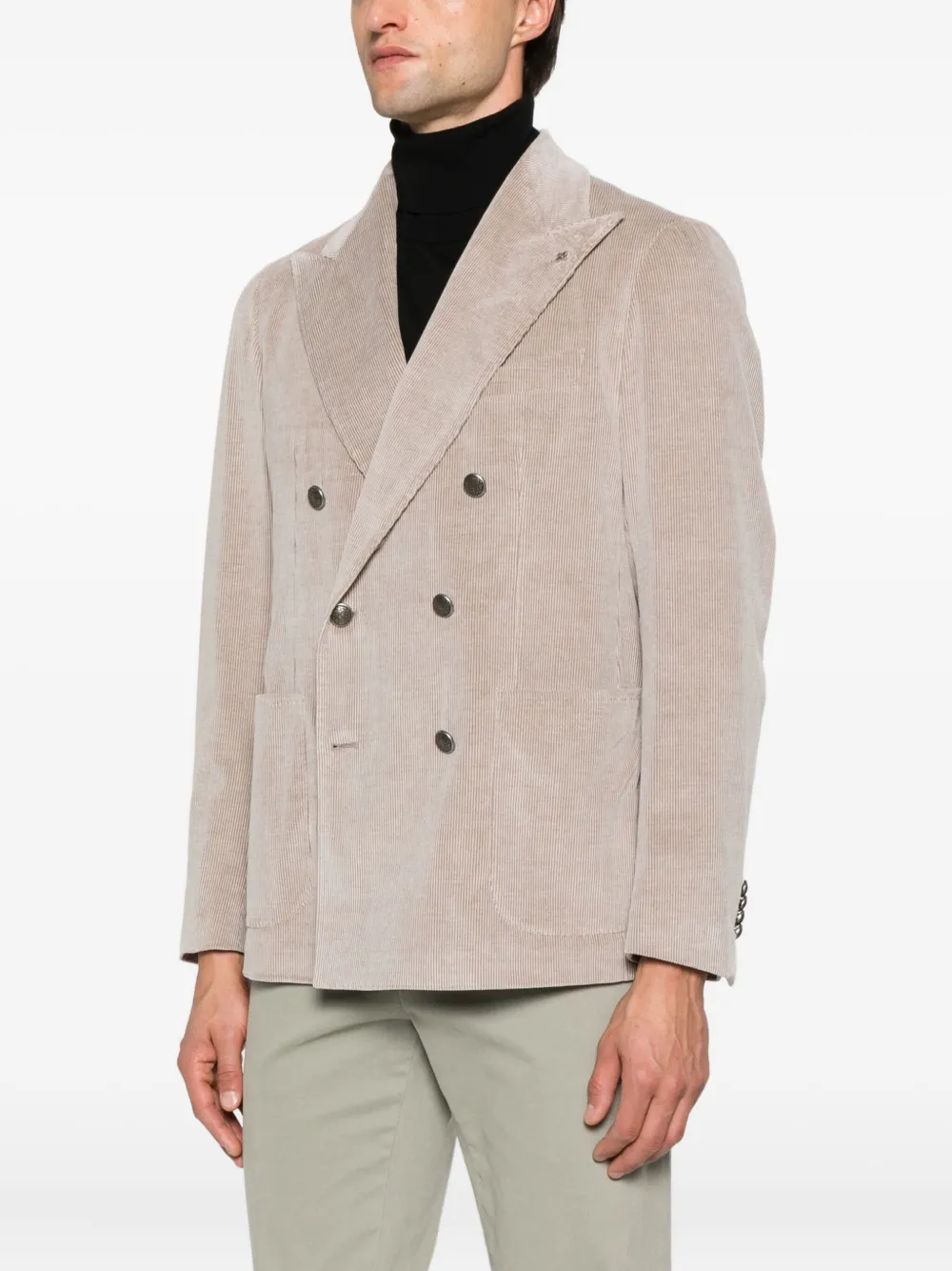 Tagliatore double-breasted corduroy blazer Beige