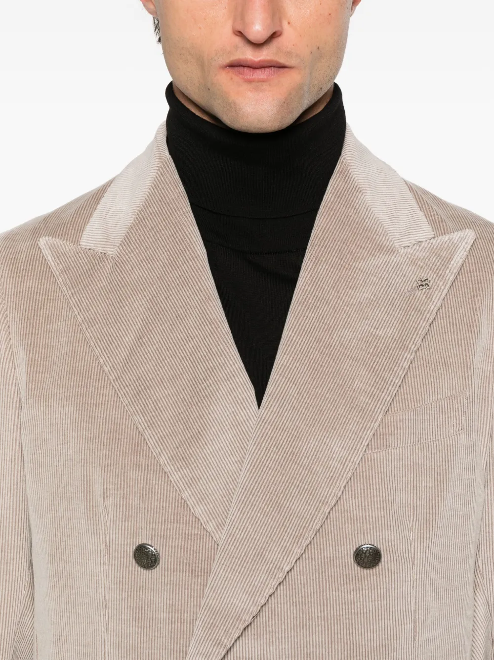 Tagliatore double-breasted corduroy blazer Beige