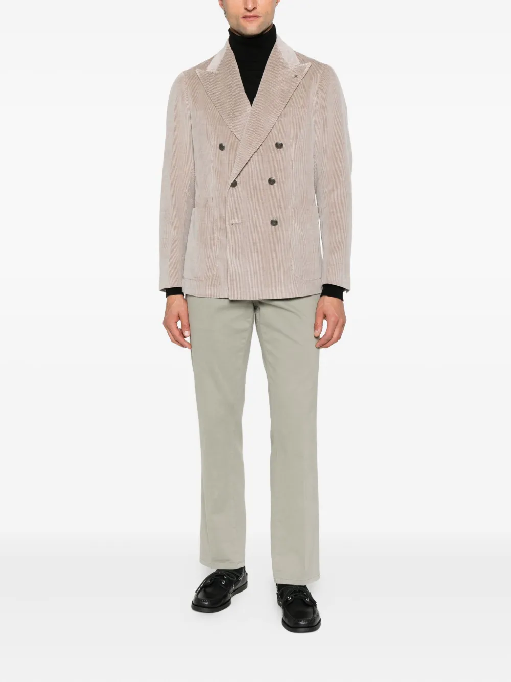 Tagliatore double-breasted corduroy blazer Beige