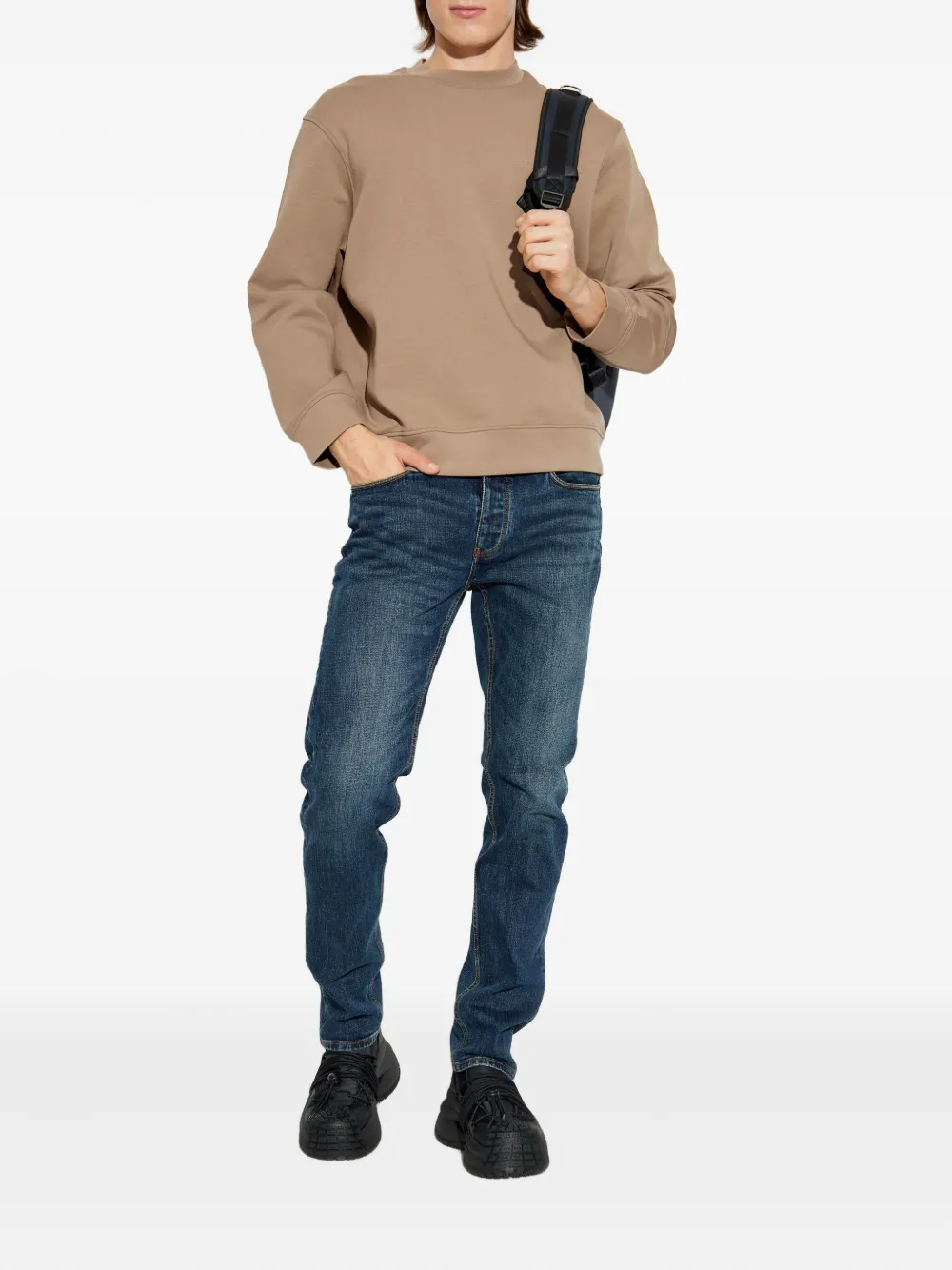 Emporio Armani logo-embroidered sweatshirt - Beige