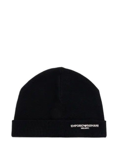Emporio Armani logo-embroidered wool beanie
