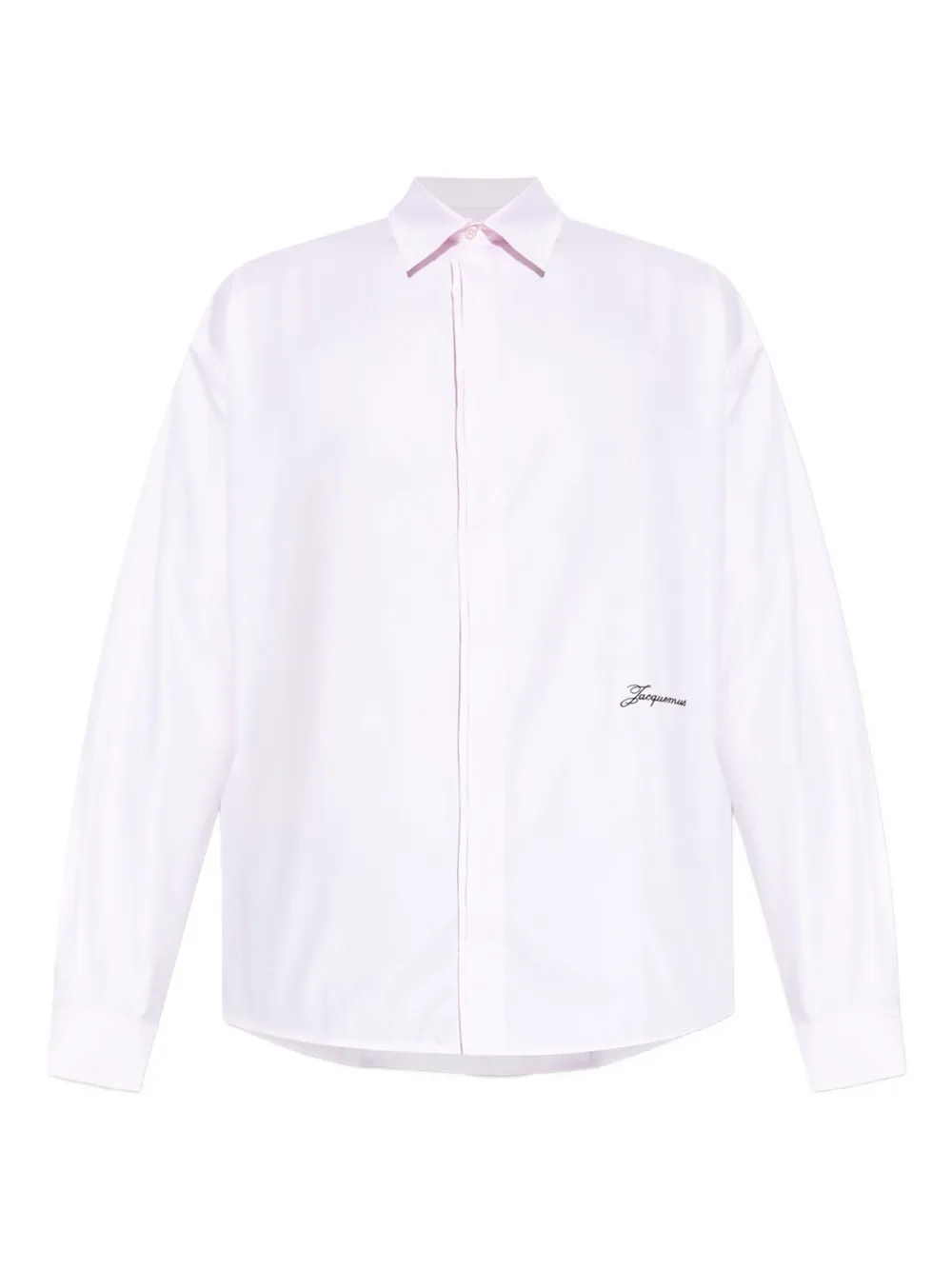 Jacquemus logo-embroidered herringbone-pattern shirt Roze