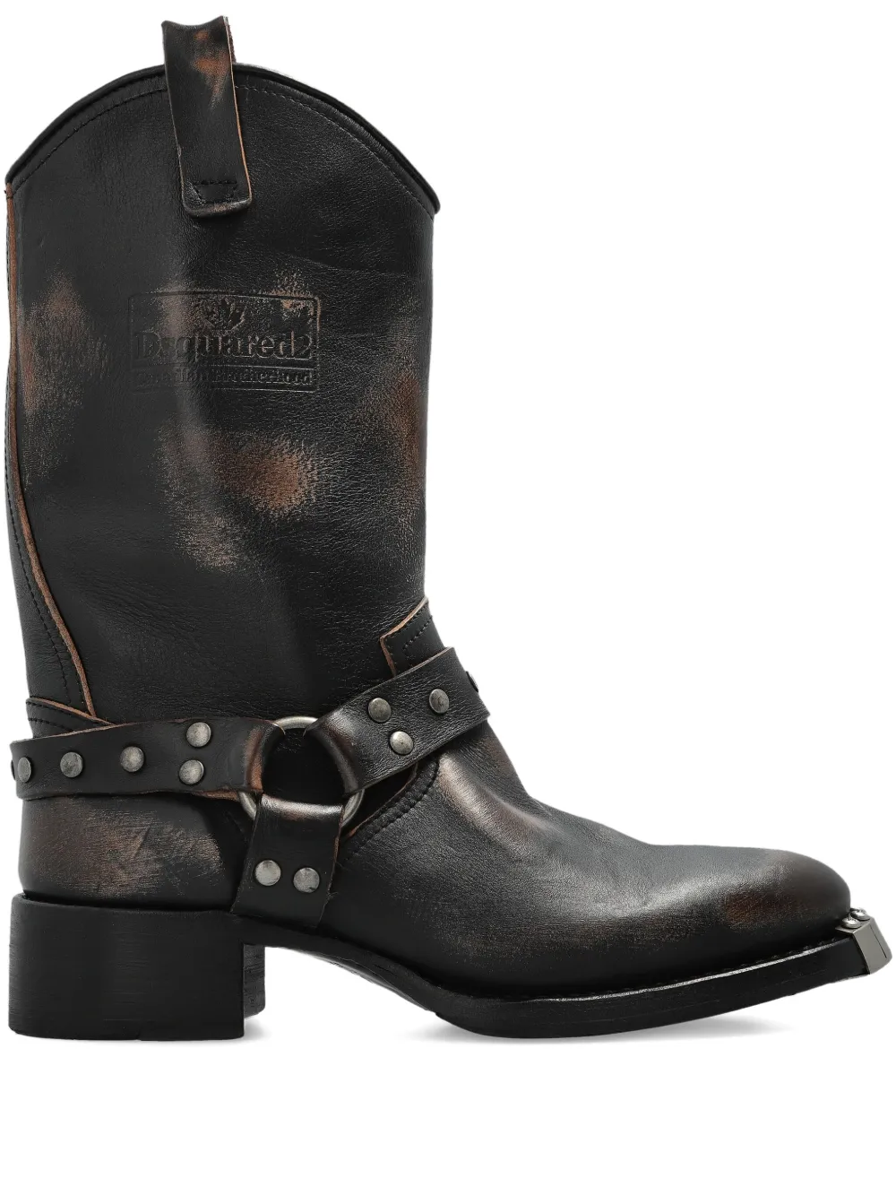 DSQUARED2 studded leather biker boots Black