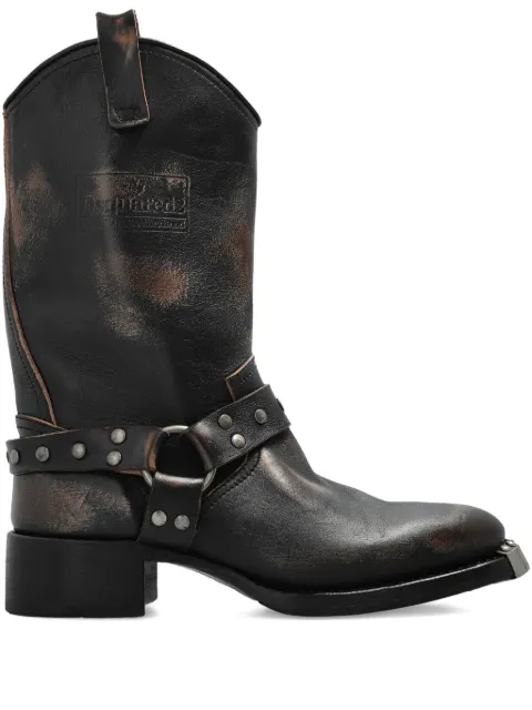 DSQUARED2 studded leather biker boots