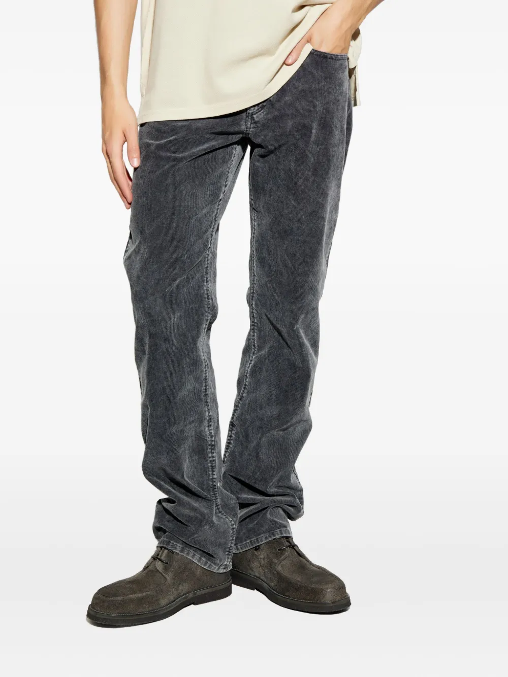 MARANT Ribfluwelen straight jeans met gewassen effect Zwart