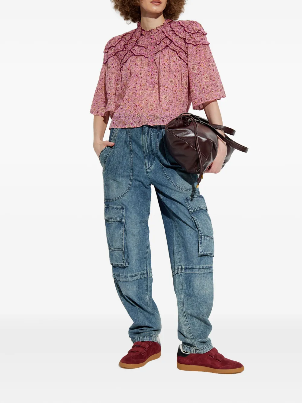 MARANT ÉTOILE Carmen ruffled paisley-print top - Roze
