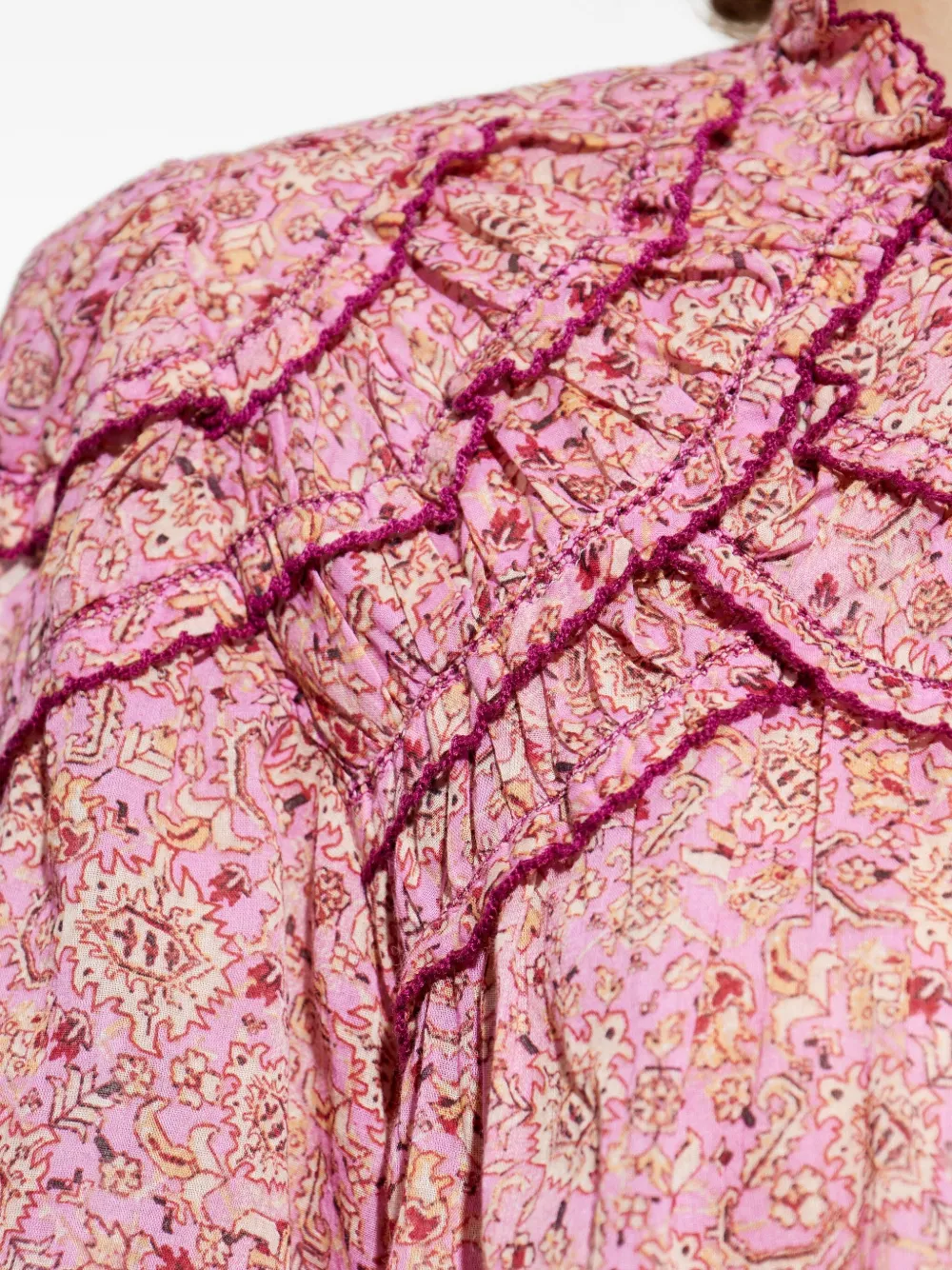 MARANT ÉTOILE Carmen top met paisley-print en ruches Roze