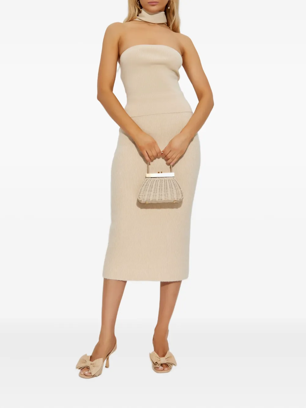 Cult Gaia knot-detail ribbed top - Beige