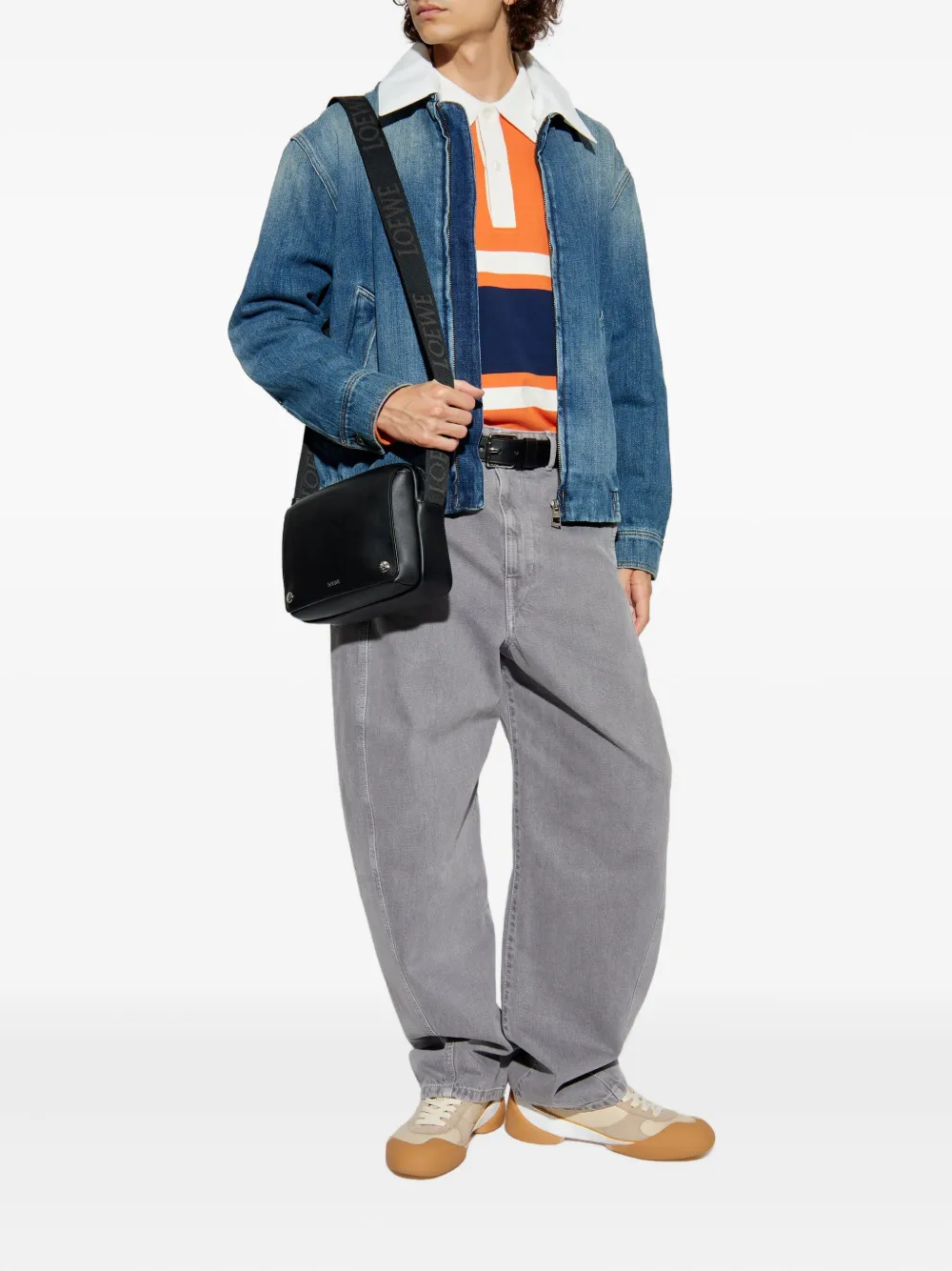LOEWE stripe long-sleeve polo shirt - Oranje