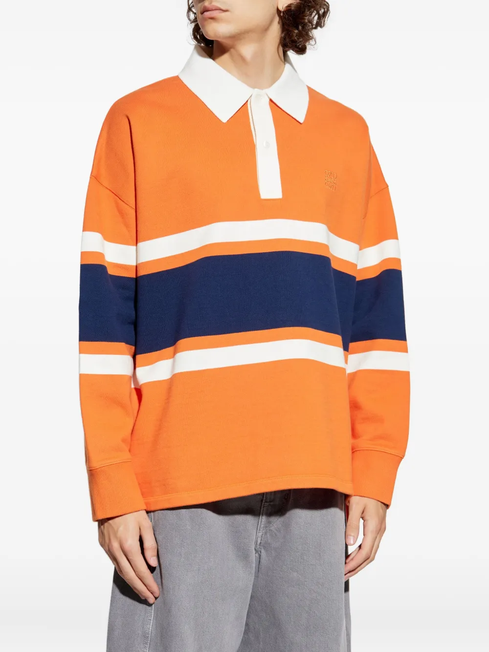 Loewe Long Sleeve Polo Polo Shirt Orange In Blue