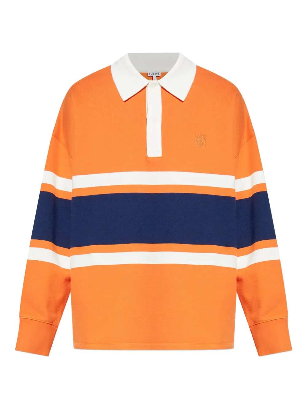 Loewe Stripe Long-sleeve Polo Shirt In Orange