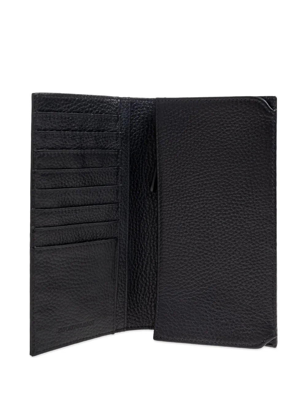 Emporio Armani Leren portemonnee met logo-reliëf Zwart